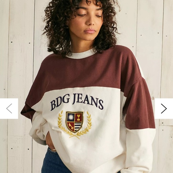 Urban Outfitters Sweaters - BDG Jeans Burgundy and White Sweatshirt